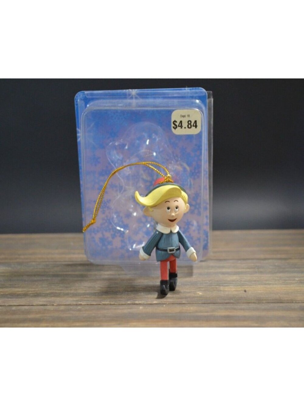 Hermey Elf Ornament 1992 Wooden Wind Up Toy Look Enesco PVC Rudolph Reindeer Vtg
